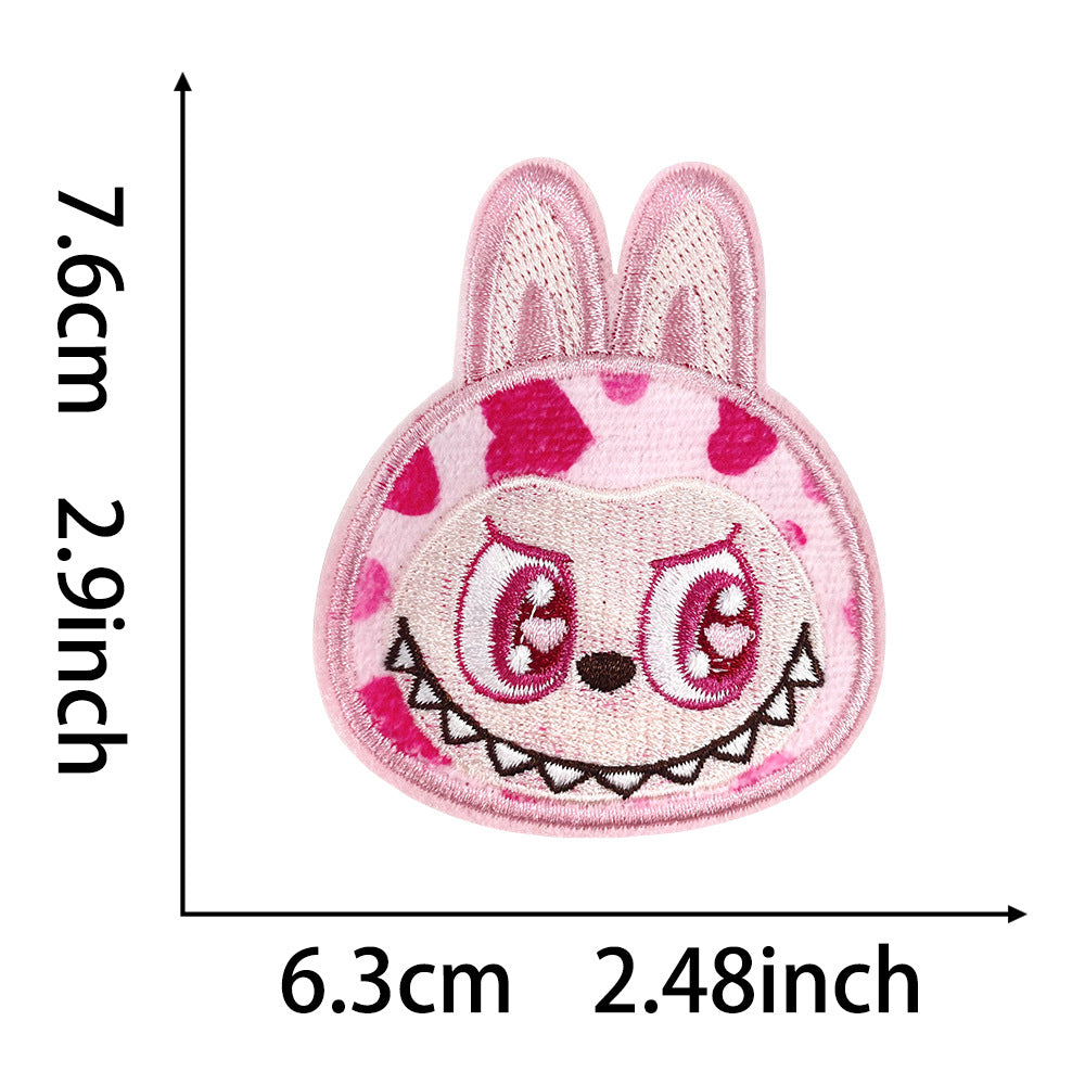 Labubu cartoon embroidered cloth patch cute expression DIY decorative patch clothing bag accessories