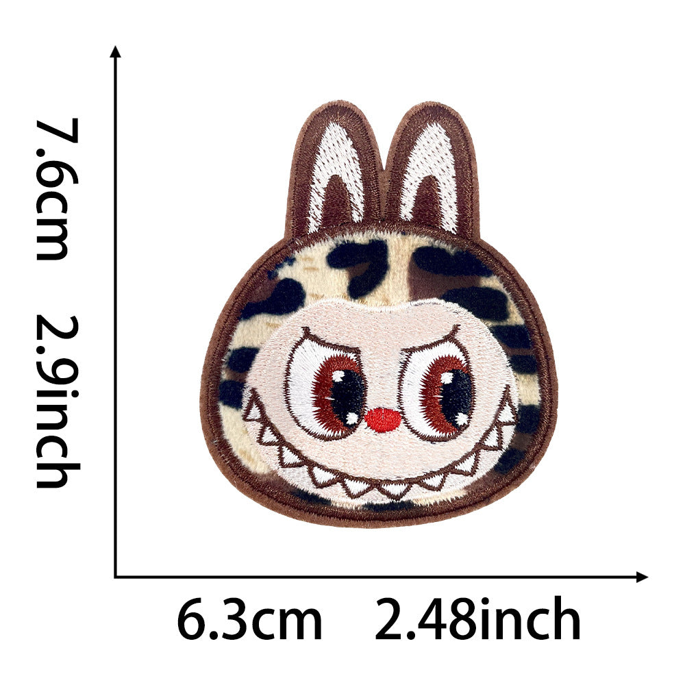 Labubu cartoon embroidered cloth patch cute expression DIY decorative patch clothing bag accessories