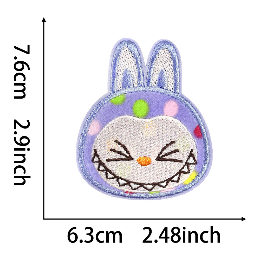 Labubu cartoon embroidered cloth patch cute expression DIY decorative patch clothing bag accessories