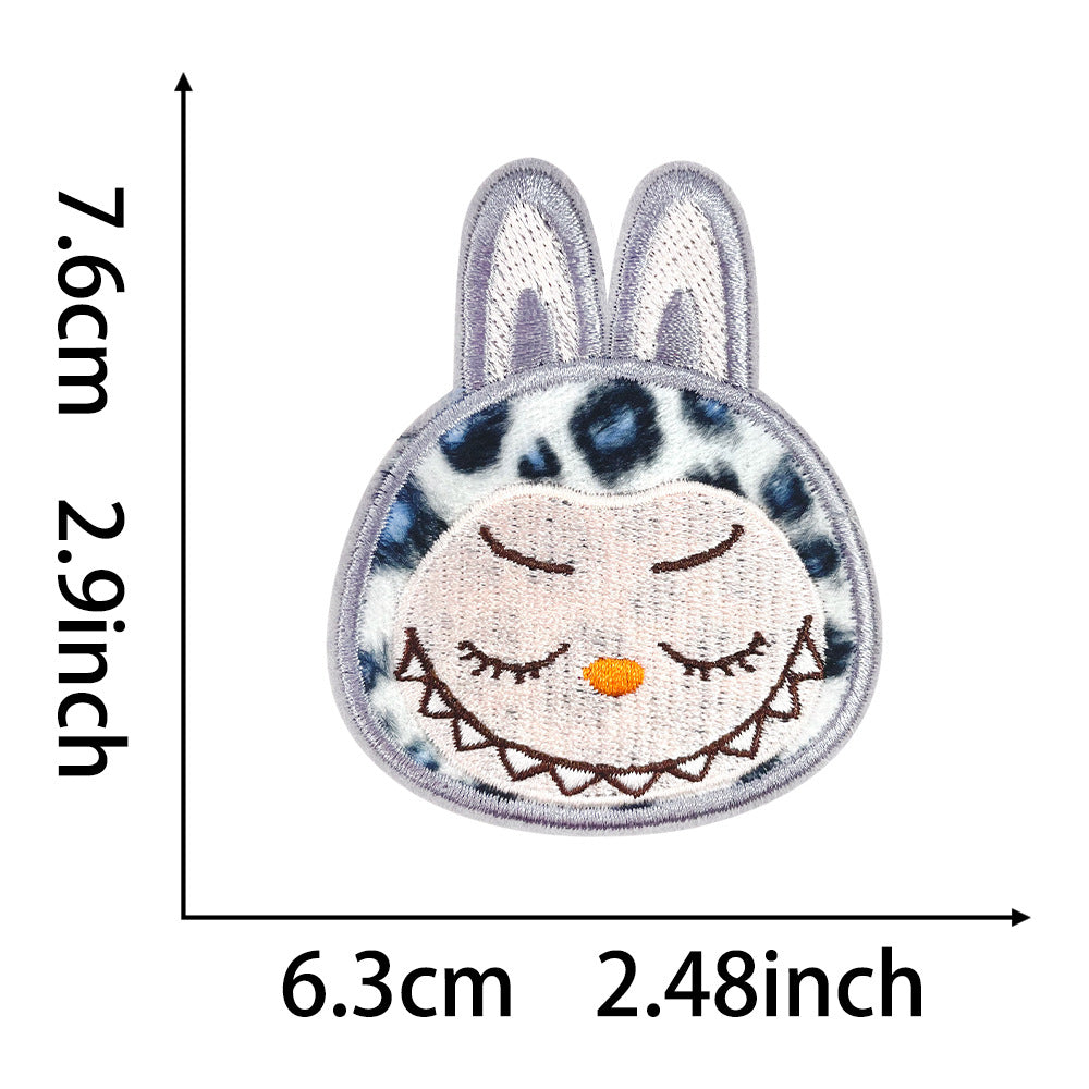 Labubu cartoon embroidered cloth patch cute expression DIY decorative patch clothing bag accessories