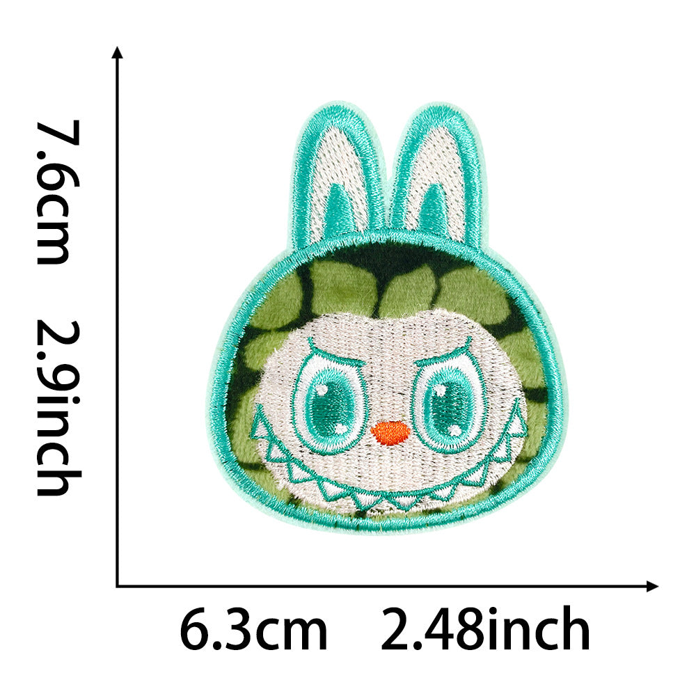 Labubu cartoon embroidered cloth patch cute expression DIY decorative patch clothing bag accessories