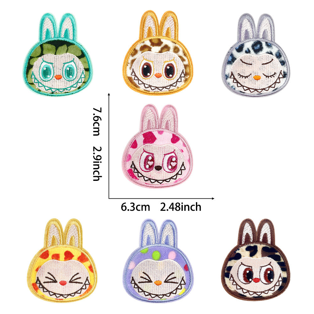 Labubu cartoon embroidered cloth patch cute expression DIY decorative patch clothing bag accessories