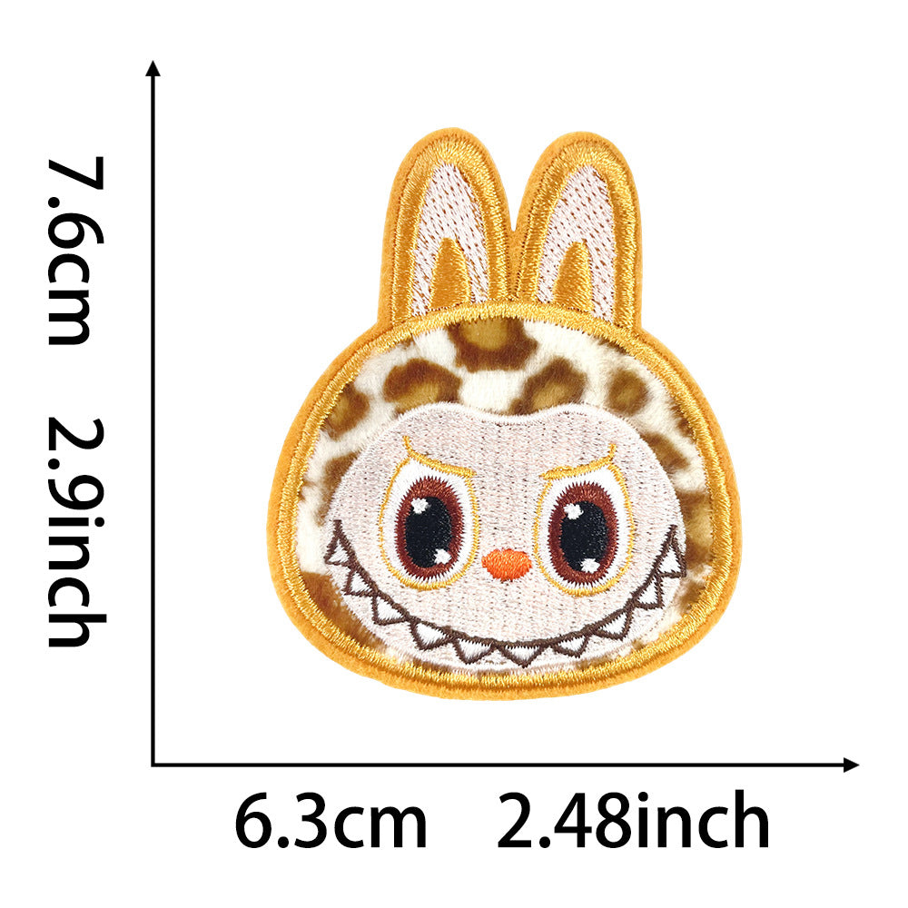 Labubu cartoon embroidered cloth patch cute expression DIY decorative patch clothing bag accessories