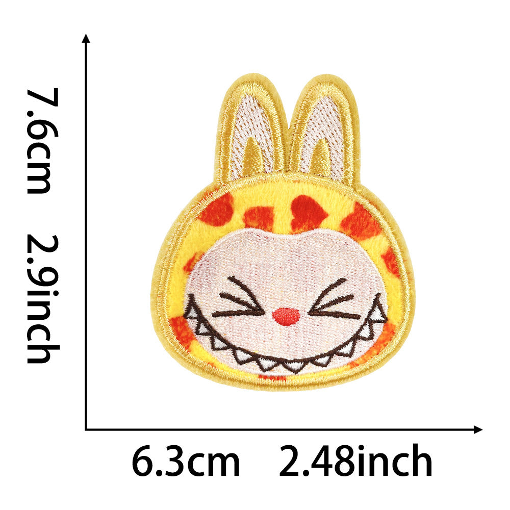 Labubu cartoon embroidered cloth patch cute expression DIY decorative patch clothing bag accessories