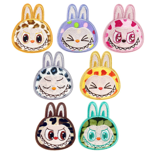 Labubu cartoon embroidered cloth patch cute expression DIY decorative patch clothing bag accessories